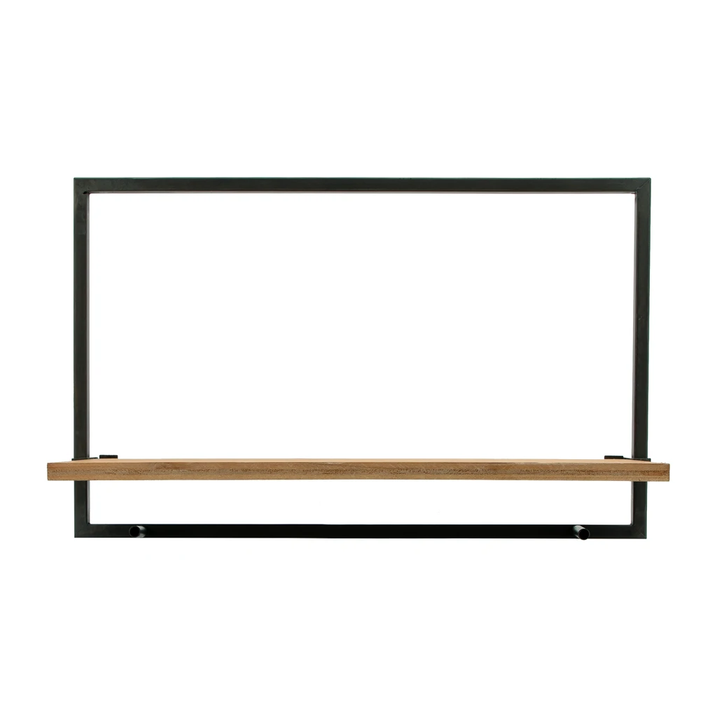 Sagebrook Home 25 in. x 8 in. Brown Metal and Wood Chic Floating Wall Shelf (Set of 5)