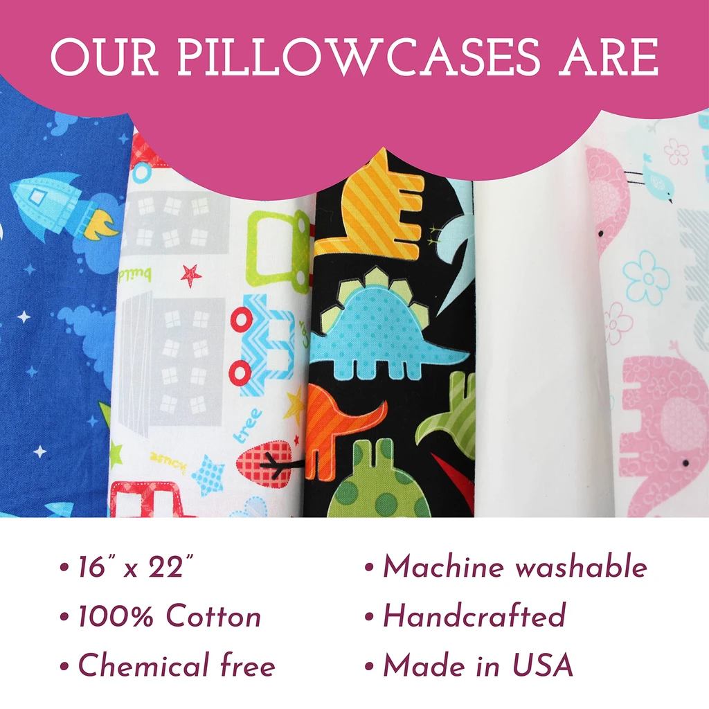 Little Sleepy Head Pillowcase - 100% Made Cotton & Hypoallergenic Pillow Case - Snug Fit Envelope Enclosure (PILLOWCASE ONLY)