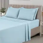 Solid 6-PC Microfiber Sheet Set – 16" Deep Pockets, Embroidered & Plain Cases