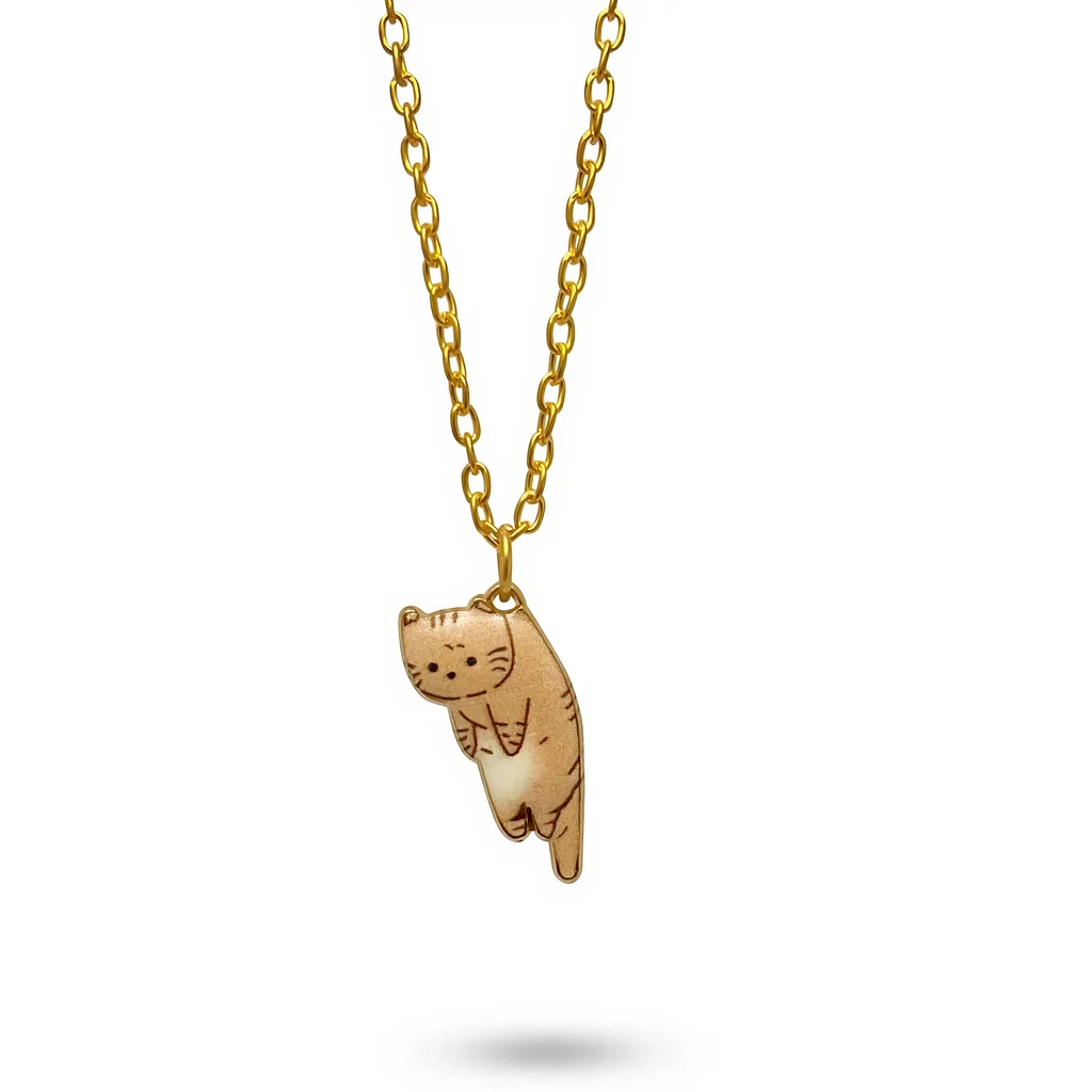 Amiees Orange Tabby Cat Necklace – Gold Cute Cat Pendant, Jewelry for Cat Lovers