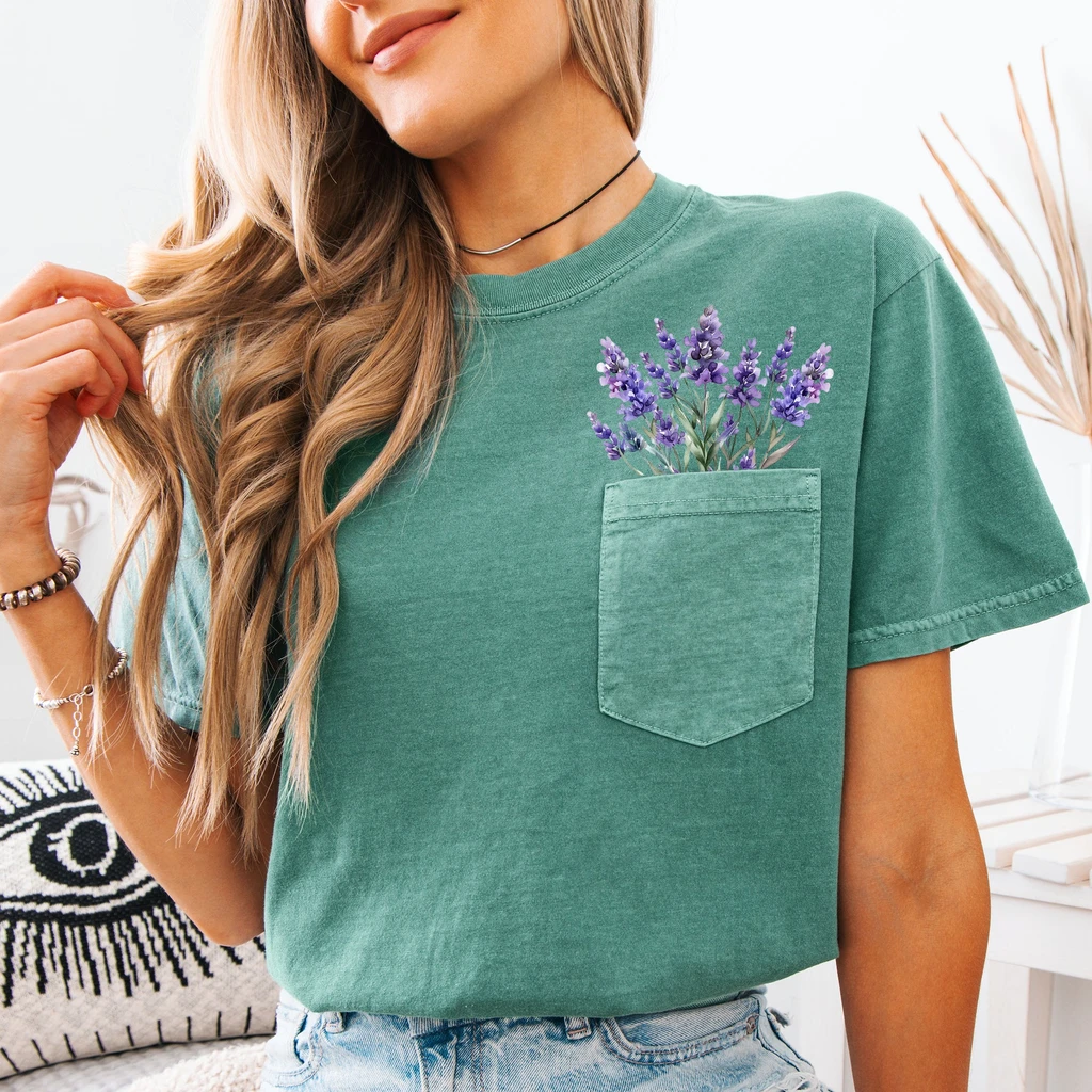 Refinery Number One Lavender Floral Pocket Tee - Stylish & Comfortable
