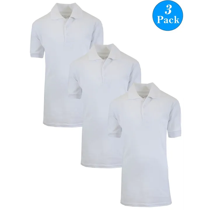 Galaxy by Harvic 3-Pack Boy's Short Sleeve School Uniform Pique Polo Shirts