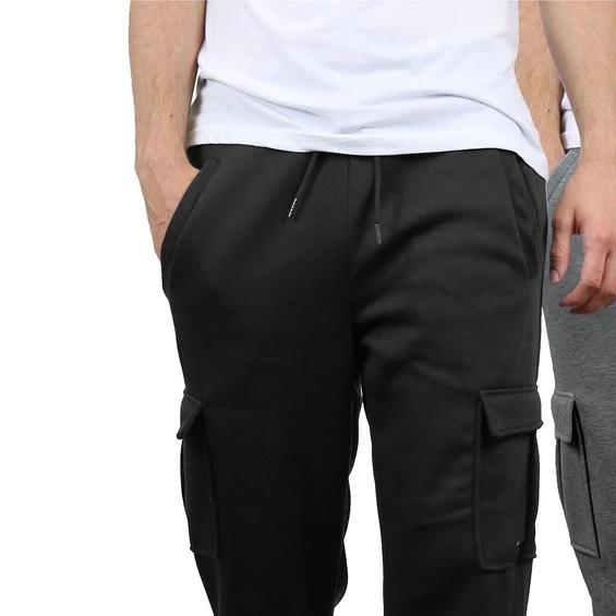 Galaxy by Harvic Men's Heavyweight Fleece-Lined Cargo Jogger Sweatpants - 2 Pack