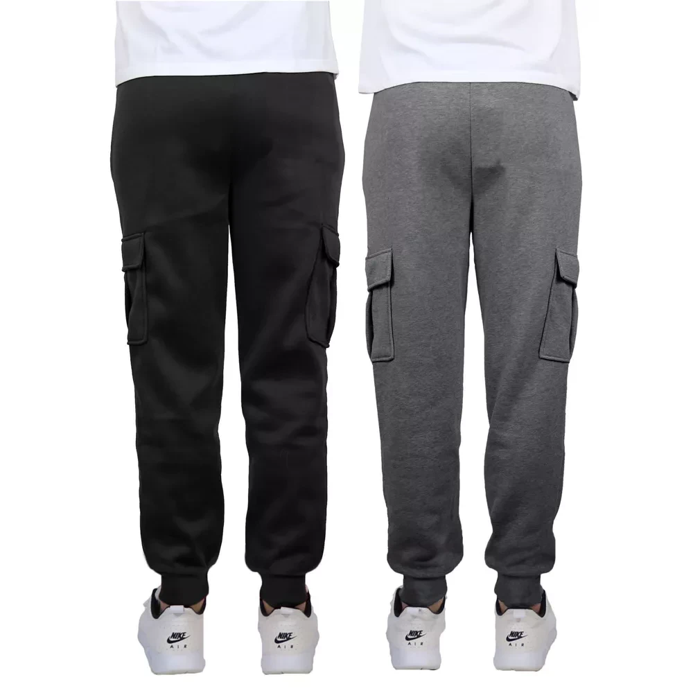 Galaxy by Harvic Men's Heavyweight Fleece-Lined Cargo Jogger Sweatpants - 2 Pack