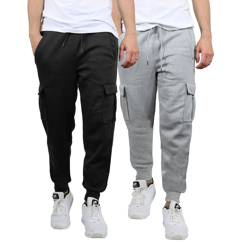 Galaxy by Harvic Men's Heavyweight Fleece-Lined Cargo Jogger Sweatpants - 2 Pack