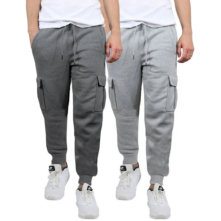 Galaxy by Harvic Men's Heavyweight Fleece-Lined Cargo Jogger Sweatpants - 2 Pack