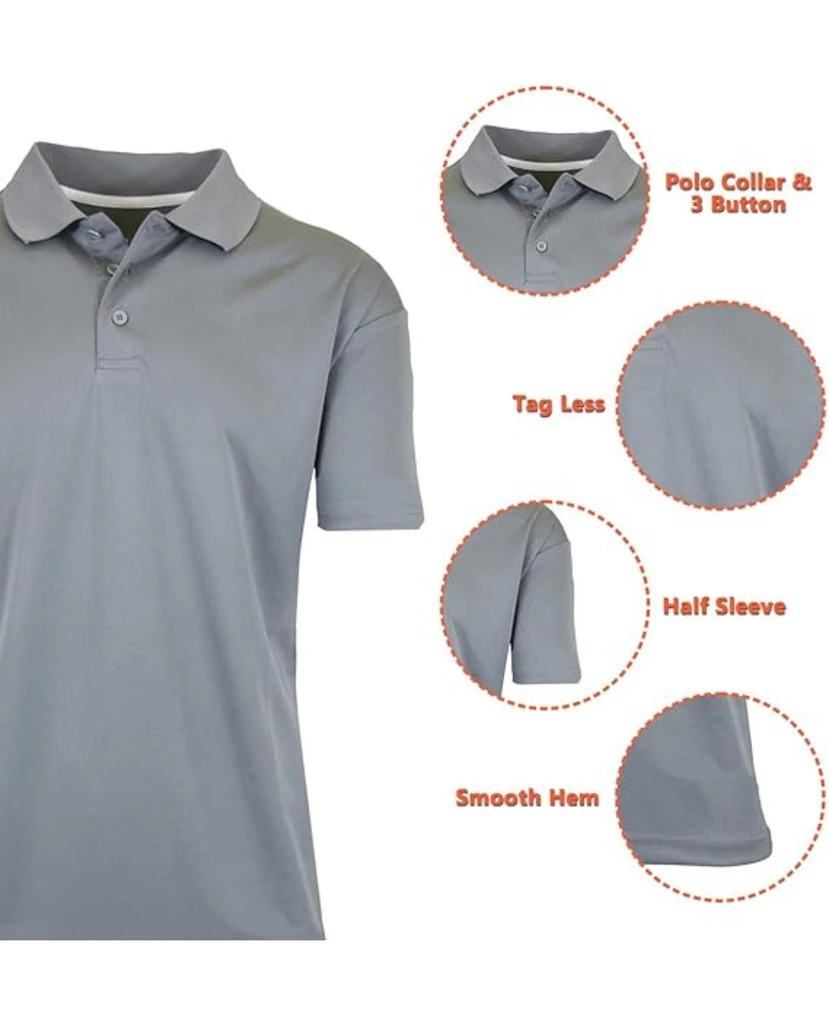 Galaxy by Harvic Men's Tagless Moisture-Wicking Polo Shirt for Comfort & Style