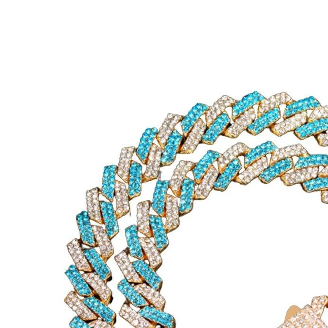 Belt Rhinestone Men's 14MM Hip Hop Cuban Link Chain - Stylish & Versatile