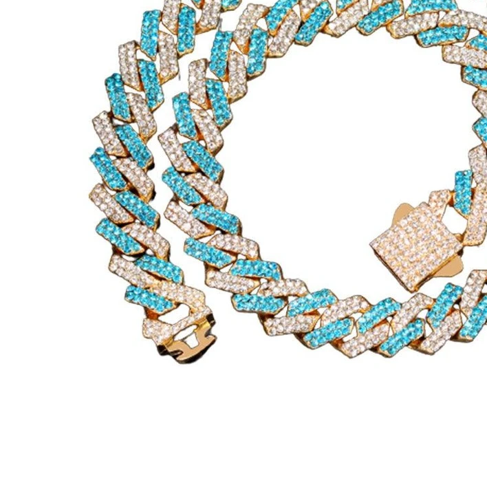 Belt Rhinestone Men's 14MM Hip Hop Cuban Link Chain - Stylish & Versatile