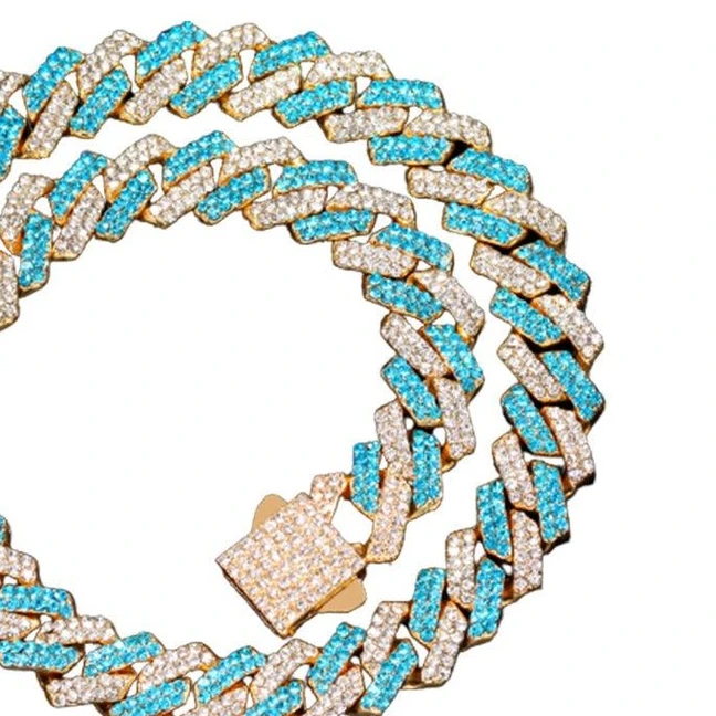 Belt Rhinestone Men's 14MM Hip Hop Cuban Link Chain - Stylish & Versatile