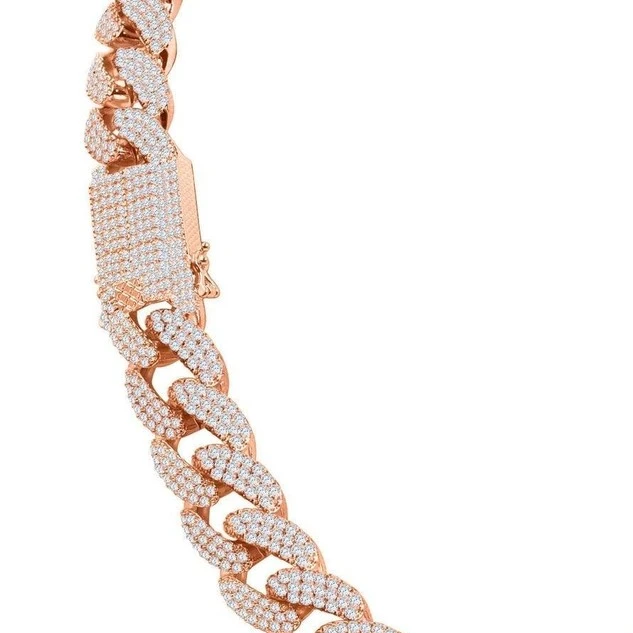 Belt Rhinestone Men's Iced Out Cuban Link Chain - 12mm