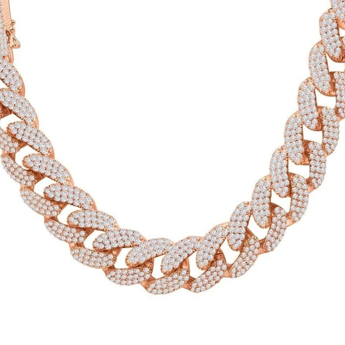 Belt Rhinestone Men's Iced Out Cuban Link Chain - 12mm