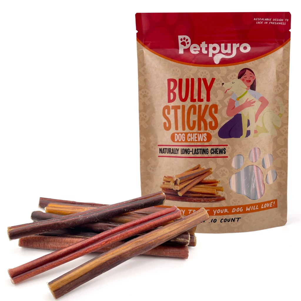 Petpuro 6-Inch Bully Sticks For Dogs - 100% Natural, Odor-Free Chew Sticks(10 count)