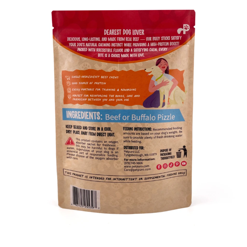 Petpuro 6-Inch Bully Sticks For Dogs - 100% Natural, Odor-Free Chew Sticks(10 count)