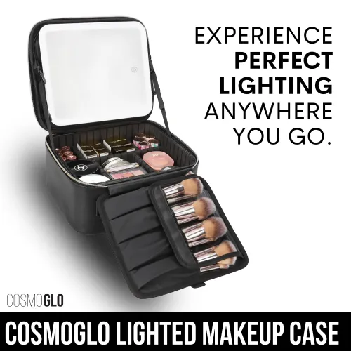 CosmoGlo 10/10 Lighted Makeup Case for Travel and On-the-go MakeUp Application