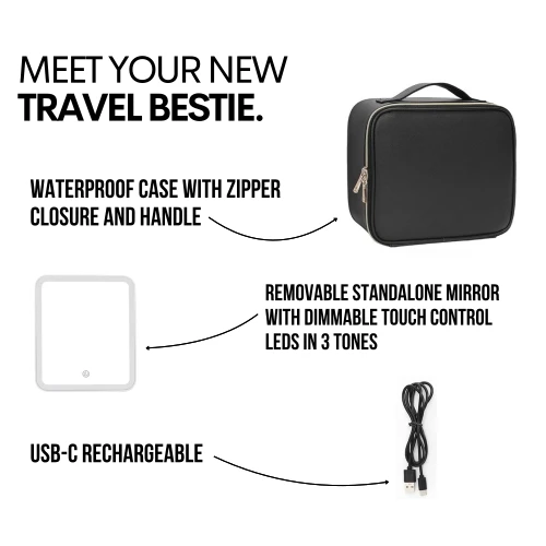 CosmoGlo 10/10 Lighted Makeup Case for Travel and On-the-go MakeUp Application