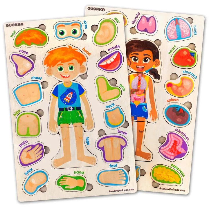 QUOKKA Wooden Puzzles for Toddlers Games Our Body Parts