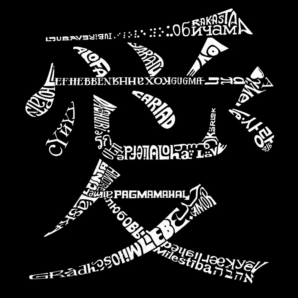 Los Angeles Pop Art LA Pop Art Girl's Word Art Long Sleeve - The Word Love in 44 Languages