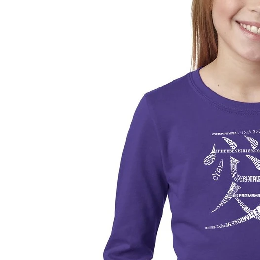 Los Angeles Pop Art LA Pop Art Girl's Word Art Long Sleeve - The Word Love in 44 Languages