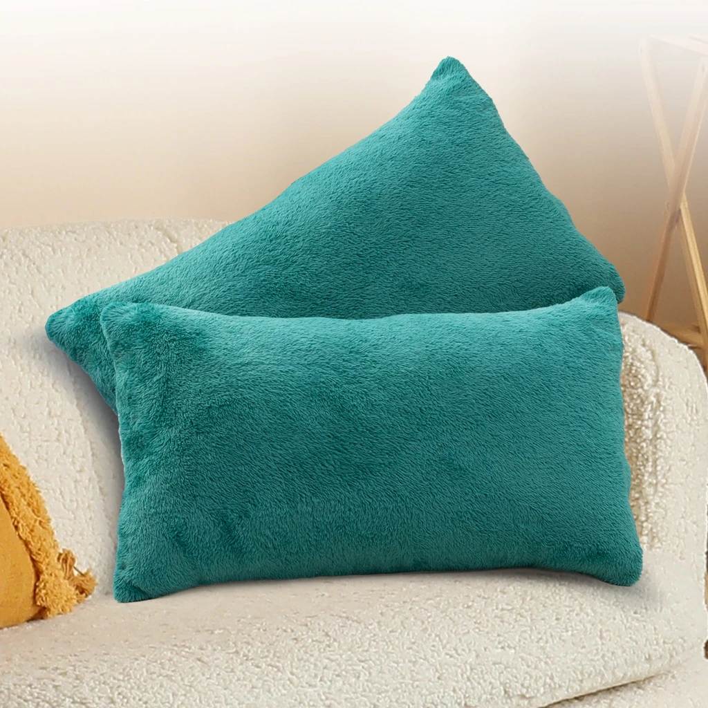 Cheer Collection Set of 2 Luxuriously Soft Microfleece Accent Pillows for Couch & Bed (12” x 20”)
