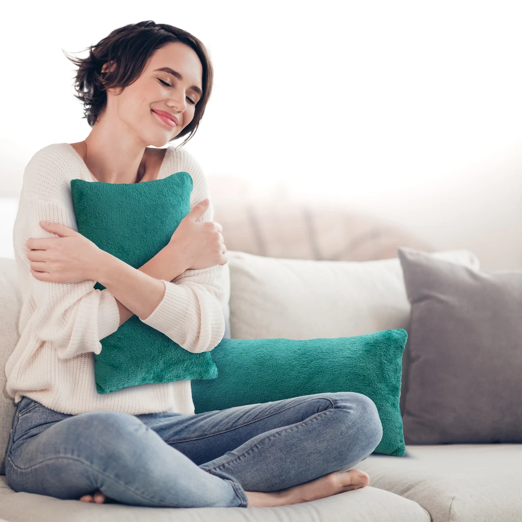 Cheer Collection Set of 2 Luxuriously Soft Microfleece Accent Pillows for Couch & Bed (12” x 20”)
