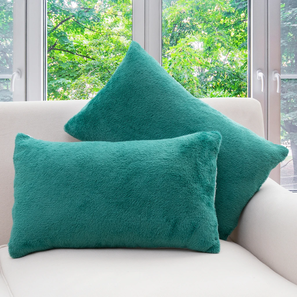 Cheer Collection Set of 2 Luxuriously Soft Microfleece Accent Pillows for Couch & Bed (12” x 20”)