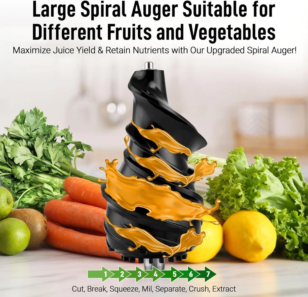 Zulay Kitchen Slow Press Masticating Juicer Extractor - Electric Juicer