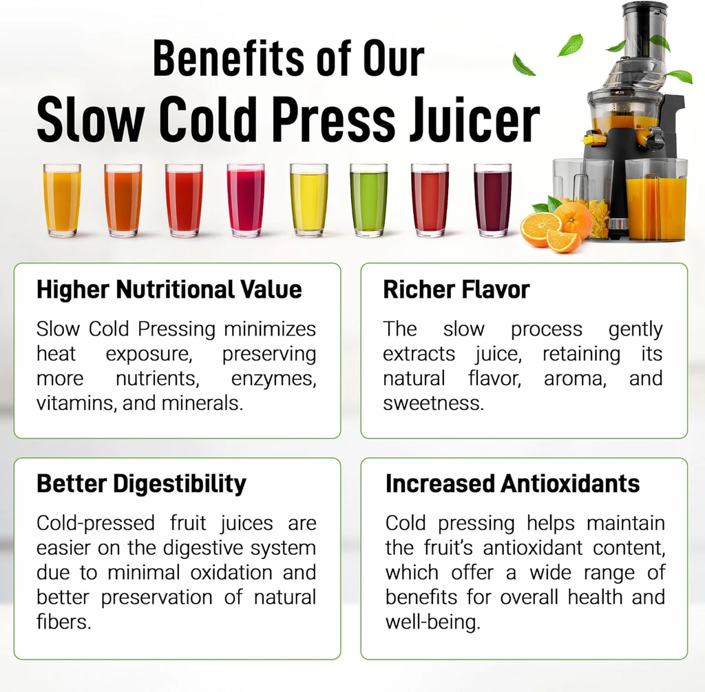 Zulay Kitchen Slow Press Masticating Juicer Extractor - Electric Juicer