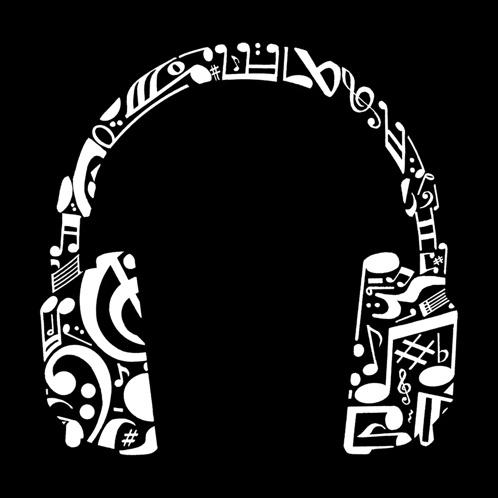 Los Angeles Pop Art Music Note Headphones - Girl's Word Art Hooded Sweatshirt
