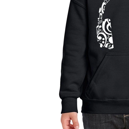 Los Angeles Pop Art Music Note Headphones - Girl's Word Art Hooded Sweatshirt