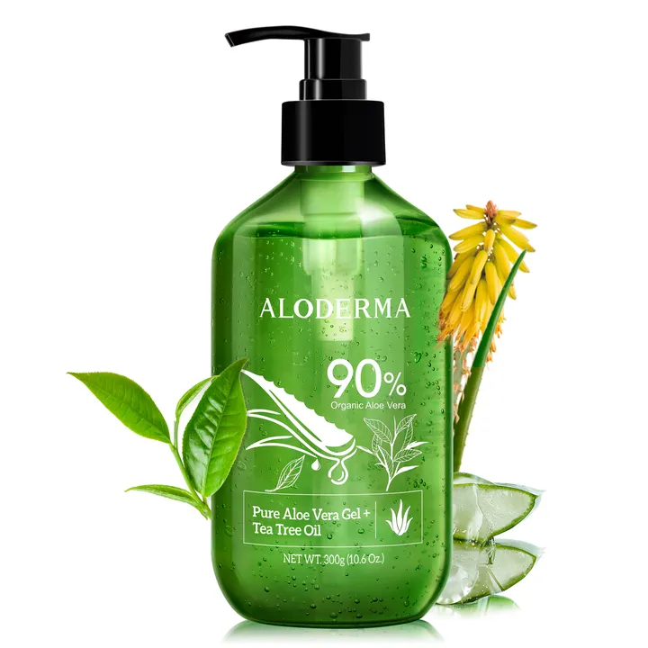 Aloderma Pure Aloe Vera Gel + Tea Tree Oil Made within 12 Hours of Harvest