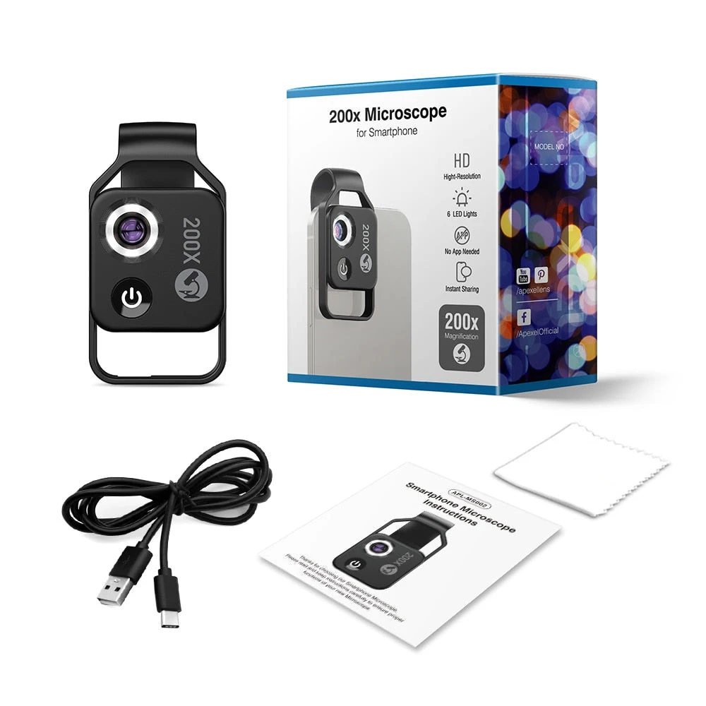 Onetify 200x Mobile Phone Magnification Lens With LED Light