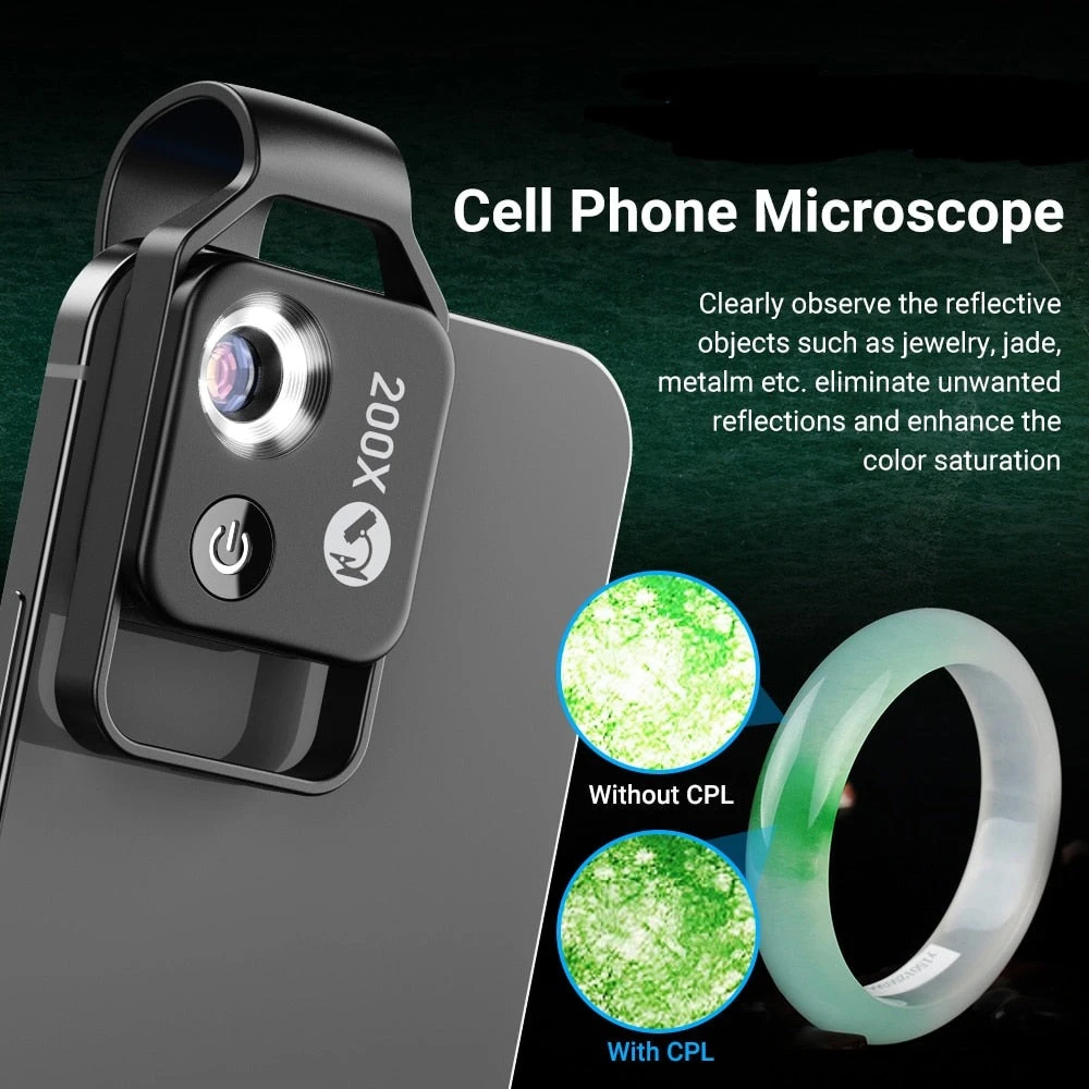 Onetify 200x Mobile Phone Magnification Lens With LED Light