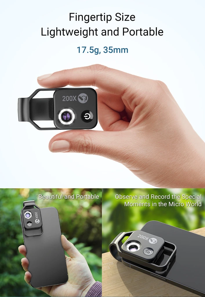 Onetify 200x Mobile Phone Magnification Lens With LED Light