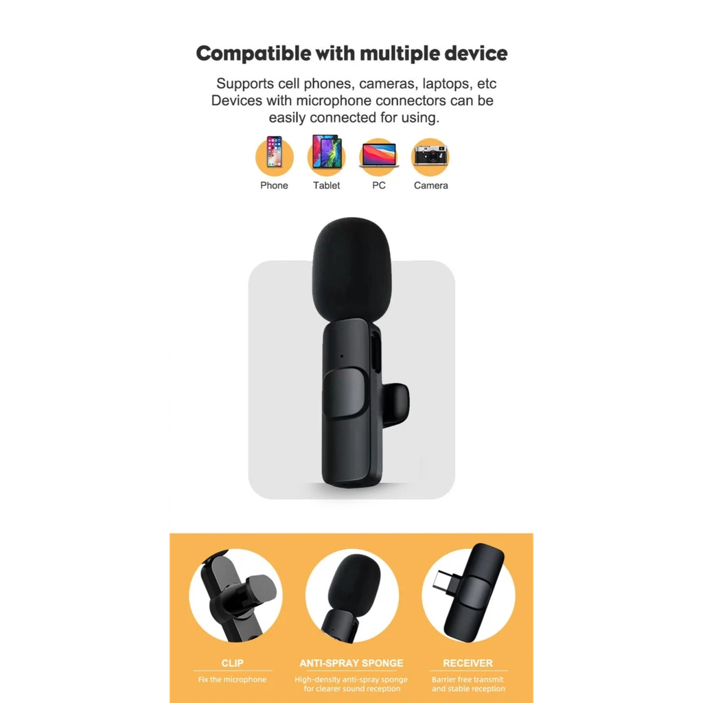 Onetify Mini Wireless Recording Microphone With Noise-Cancelling