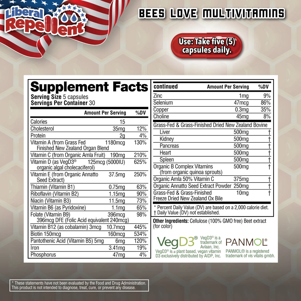 Liberal Repellent Bees Love Whole Food Multivitamins for Optimal Health