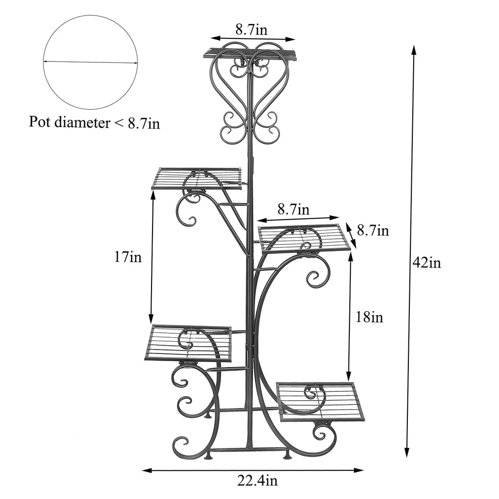 Onetify Indoor And Outdoor 5 Tier Metal Plant Stand