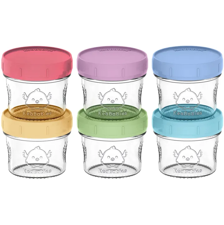 KeaBabies 6-Pack Prep Jars Food Glass Containers