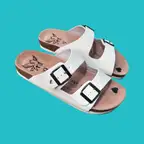 The Chloe Handmade Leather & Suede Sandals, Clasic 2 Buckle Design, Cork Cushion, Heel And Arch Support