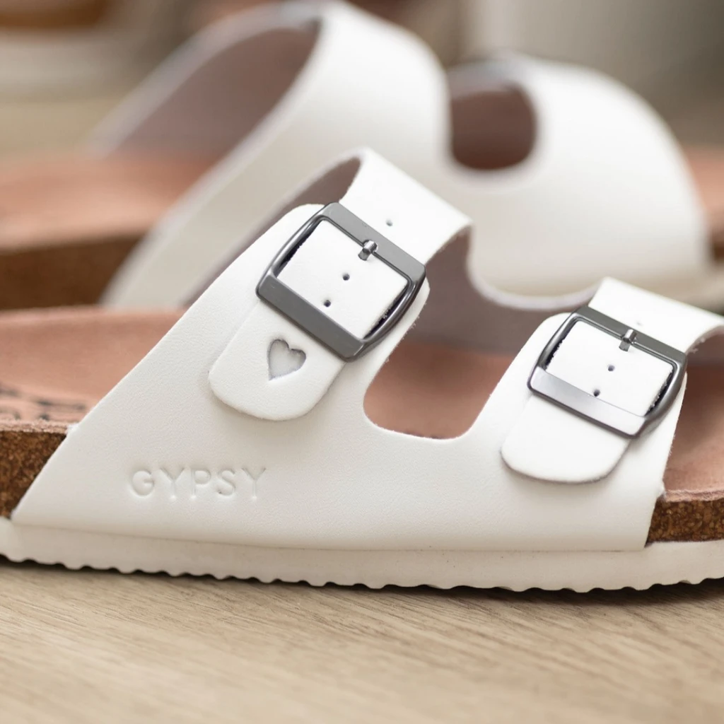 Gypsy Footwear  The Chloe Handmade Leather & Suede Sandals, Clasic 2 Buckle Design, Cork Cushion, Heel And Arch Support