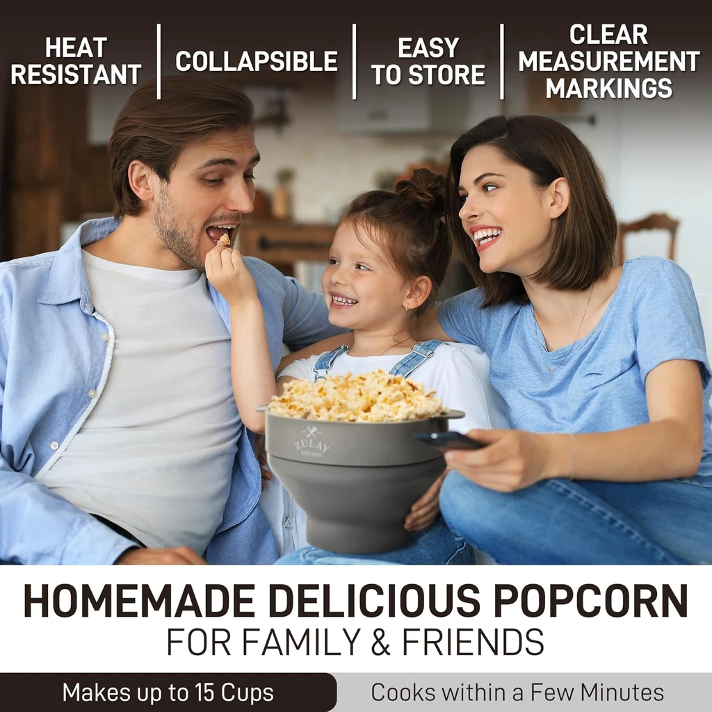 Zulay Kitchen Collapsible Silicone Popcorn Maker