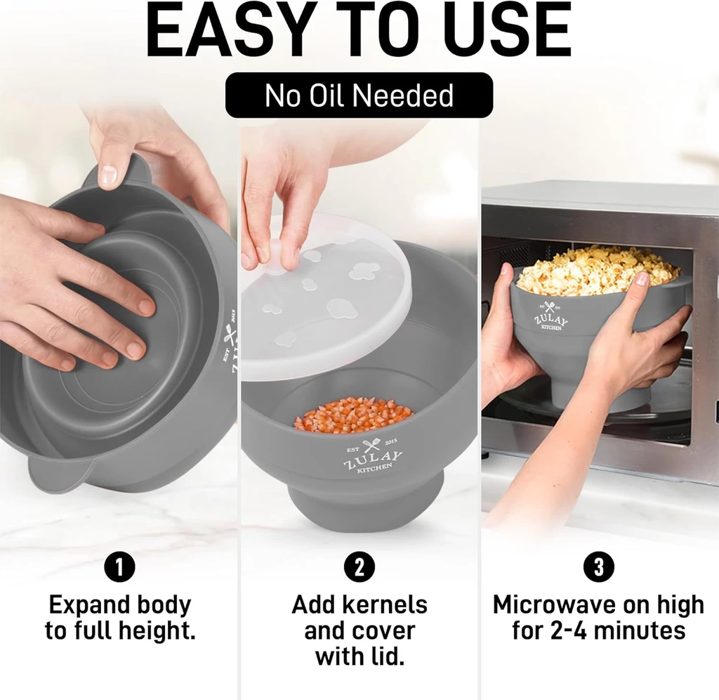 Zulay Kitchen Collapsible Silicone Popcorn Maker