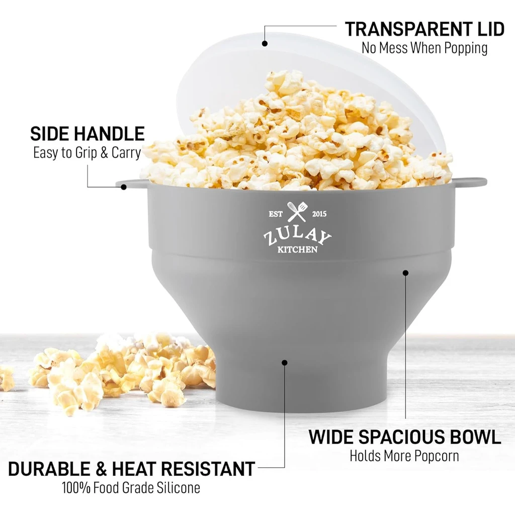 Zulay Kitchen Collapsible Silicone Popcorn Maker