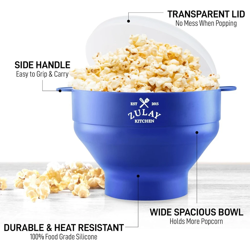 Zulay Kitchen Collapsible Silicone Popcorn Maker