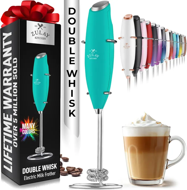Zulay Kitchen Double Whisk Milk Frother Handheld Mixer