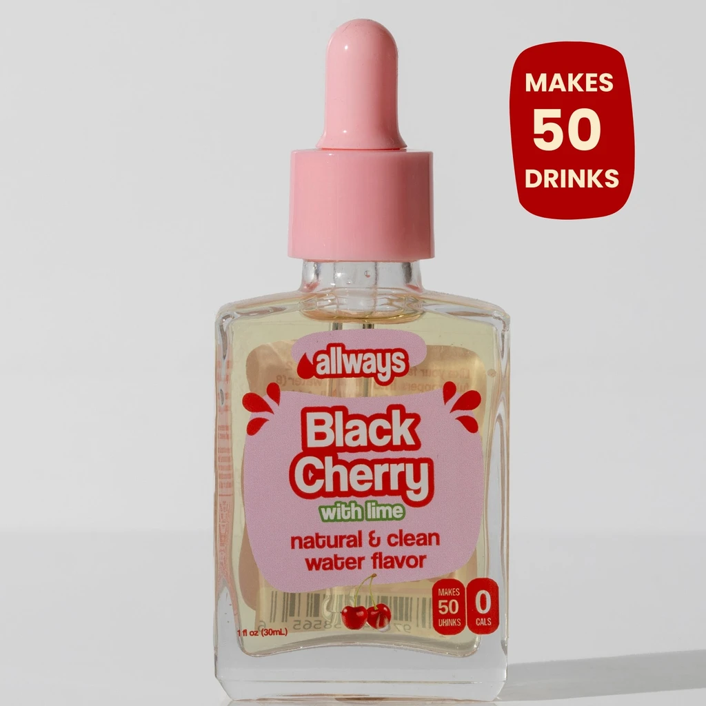 Allways Drops Natural Black Cherry Water Drops | Sugar-Free, Zero Calories | Makes 50 Drinks