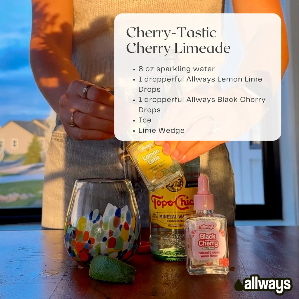 Allways Drops Natural Black Cherry Water Drops | Sugar-Free, Zero Calories | Makes 50 Drinks