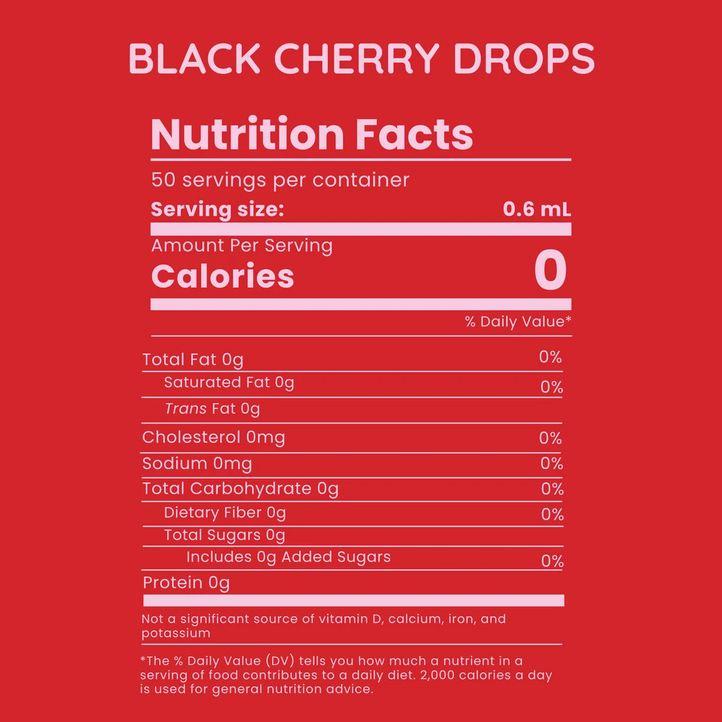 Allways Drops Natural Black Cherry Water Drops | Sugar-Free, Zero Calories | Makes 50 Drinks