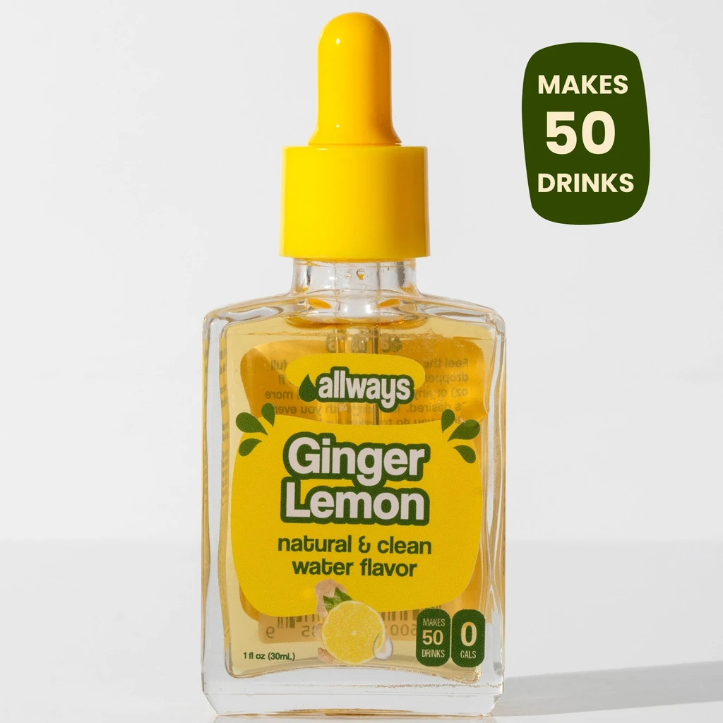 Allways Drops Natural Ginger Lemon Water Drops | Sugar-Free, Zero Calories | Makes 50 Drinks