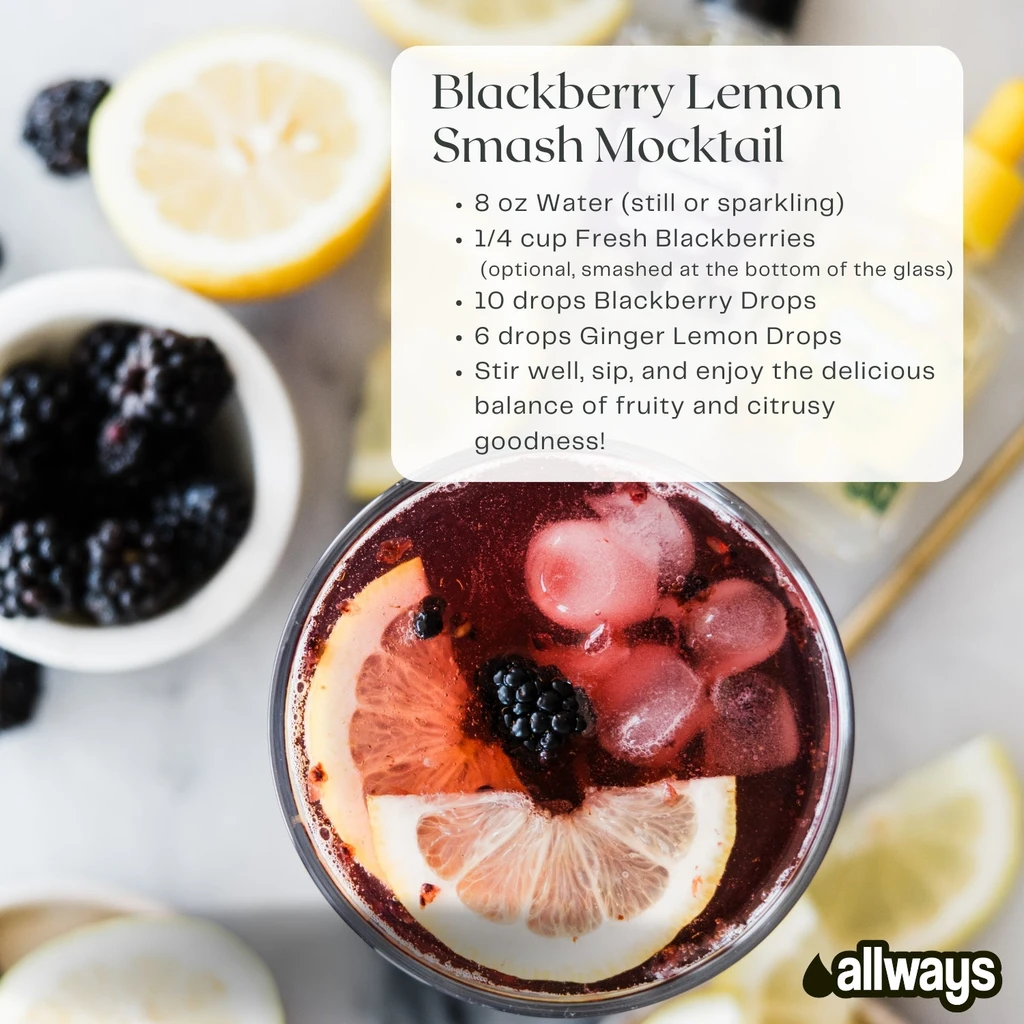 Allways Drops Natural Ginger Lemon Water Drops | Sugar-Free, Zero Calories | Makes 50 Drinks